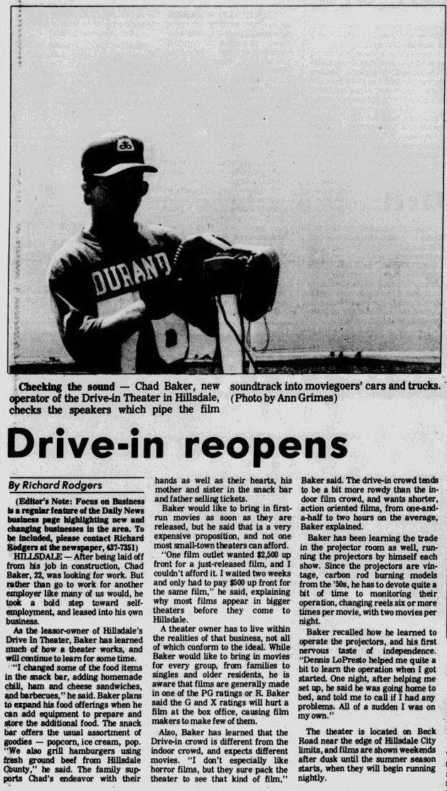 Hillsdale Drive-In Theatre - May 14 1985 (newer photo)